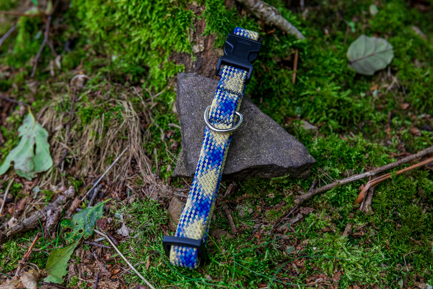 Yellow & Blue Retired Climbing Rope Dog Collar